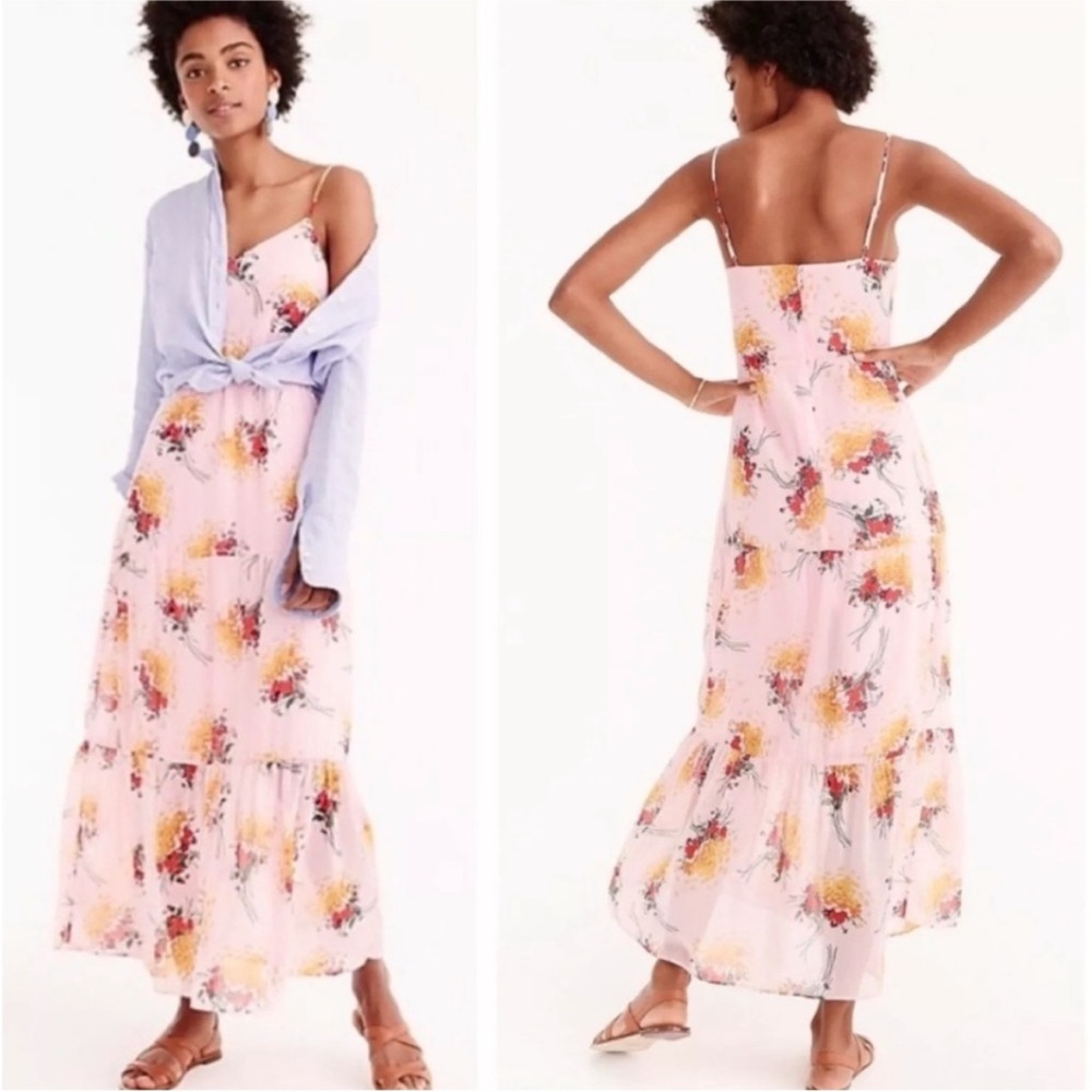 Jcrew Mercantile Pink Sunburst Tiered Maxi Dress - Picture 1 of 4